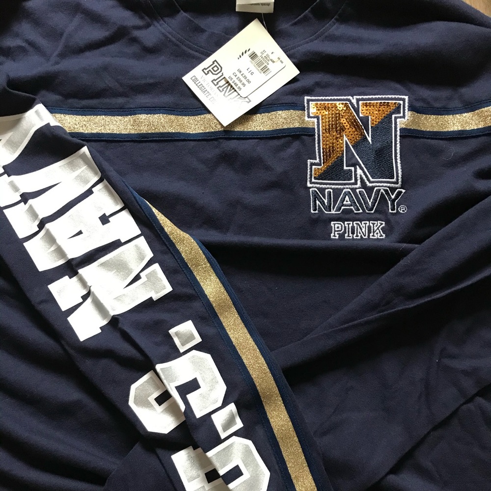 NWT Victoria Secret Pink Navy Tee Long Sleeve
